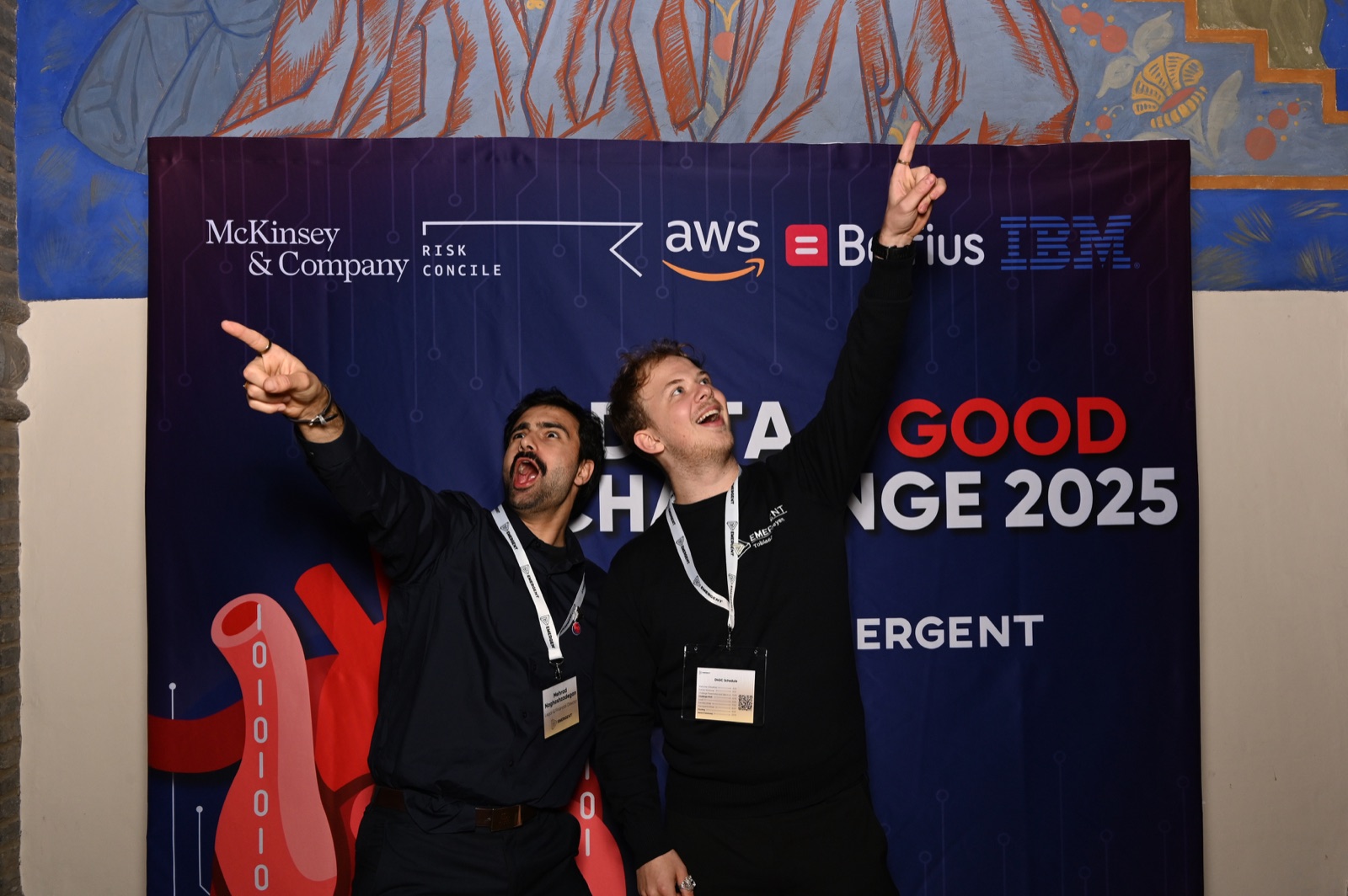 Two Emergent attendees posing at a challenge event